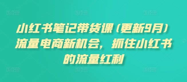 小红书笔记带货课(更新25年12月)流量电商新机会,抓住小红书的流量红利
