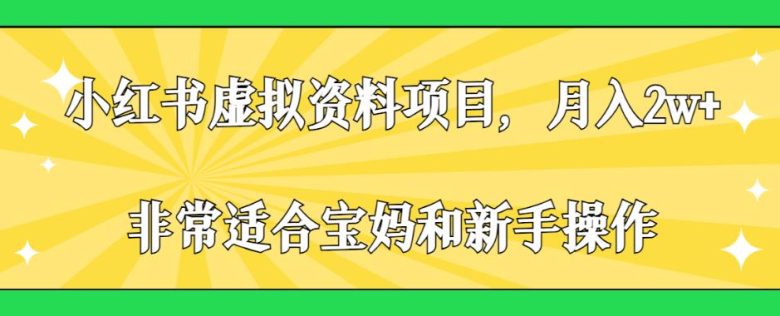 小红书虚拟资料项目,月入2w+,非常适合宝妈和新手操作【揭秘】(揭秘小红书虚拟资料项目月入2w+的简单操作方法)
