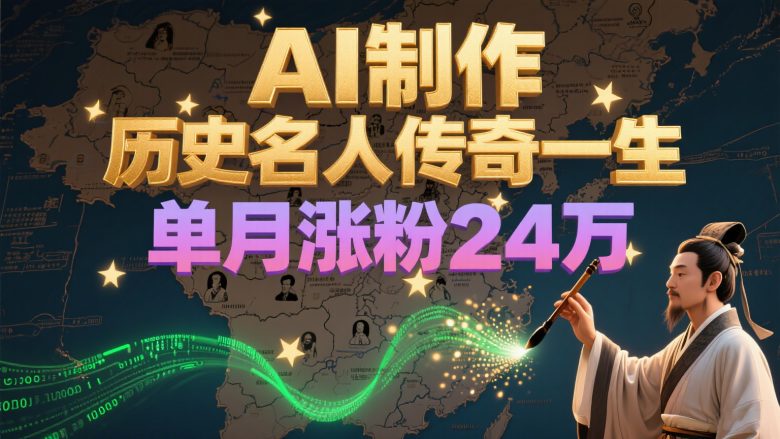 暴力起号!用AI制作历史名人传奇一生,单月涨粉24万,涨粉+变现赛道黑马来了