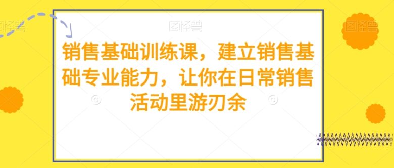 销售基础训练课,建立销售基础专业能力,让你在日常销售活动里游刃余(掌握销售基础专业能力,助您在销售领域游刃有余) 销售基础训练课,建立销售基础专业能力,让你在日常销售活动里游刃余(掌握销售基础专业能力,助您在销售领域游刃有余)
