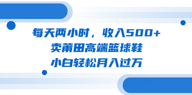 每天两小时,收入500+,卖莆田高端篮球鞋,小白轻松月入过万(教程+素材)(“掌握流量秘诀,莆田高端篮球鞋销售轻松月入过万”)