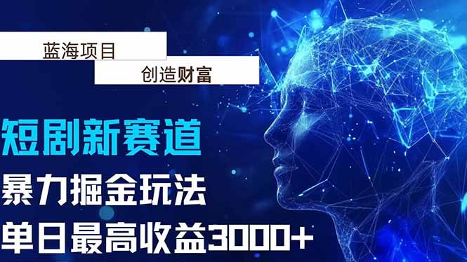 抖音新赛道，暴力掘金玩法，单日收益最高3000+