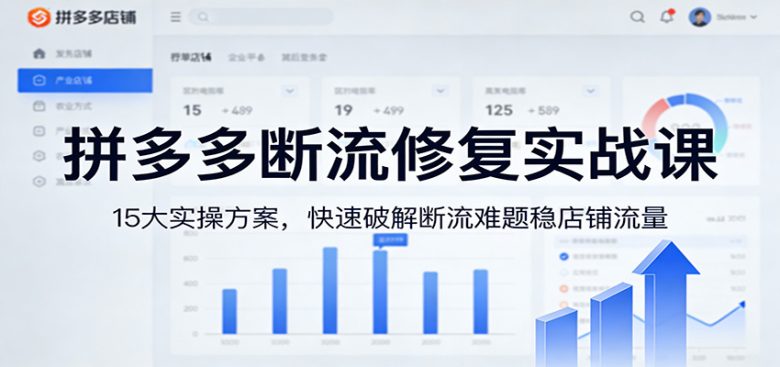 拼多多断流修复实战课:15大实操方案,快速破解断流难题稳店铺流量