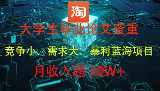 大学生毕业论文查重,暴利蓝海项目,月收入过1W+