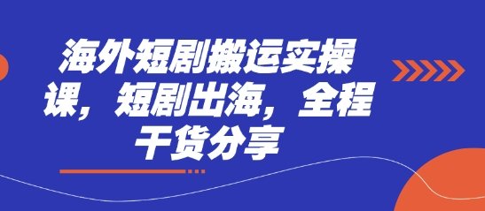 海外短剧搬运实操课，短剧出海，全程干货分享