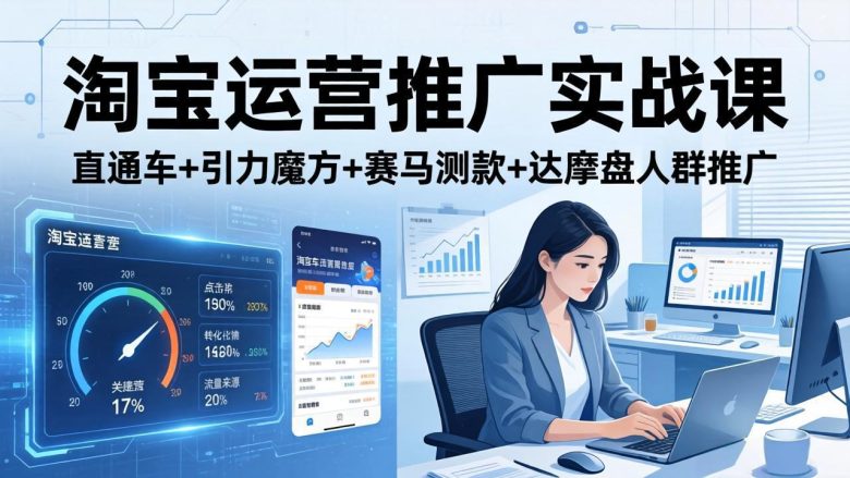 淘宝运营推广实战课（更新26年4月）直通车+引力魔方+赛马测款+达摩盘人群推广等