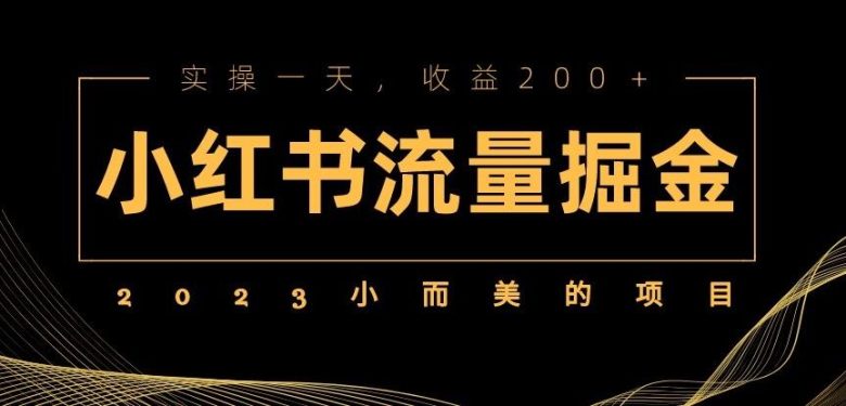 2023小而美的项目，小红书流量掘金，实操一天，收益200+【揭秘】(揭秘小红书流量掘金一天实操收益破百)