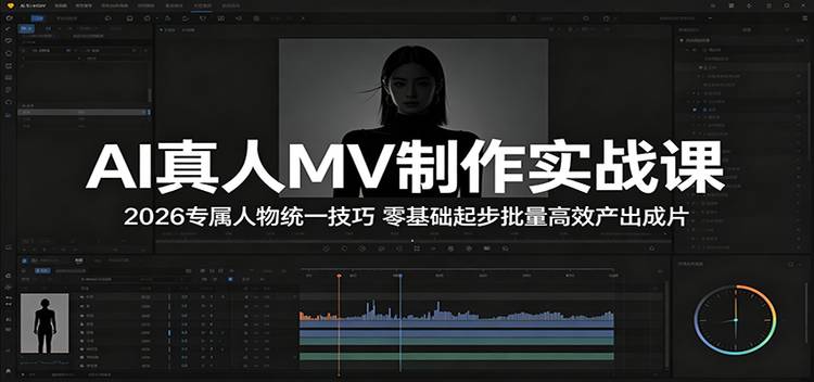 AI真人MV制作实战课：2026专属人物统一技巧，零基础起步批量高效产出成片