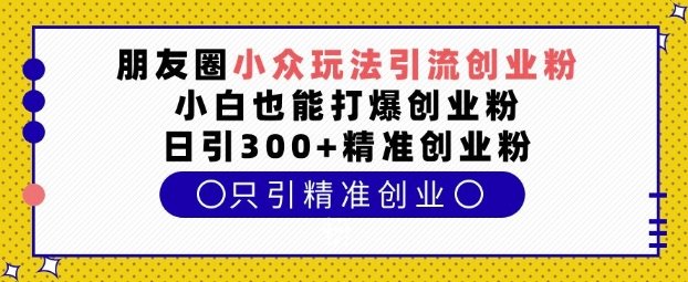 朋友圈小众玩法引流创业粉,小白也能打爆创业粉,日引300+精准创业粉