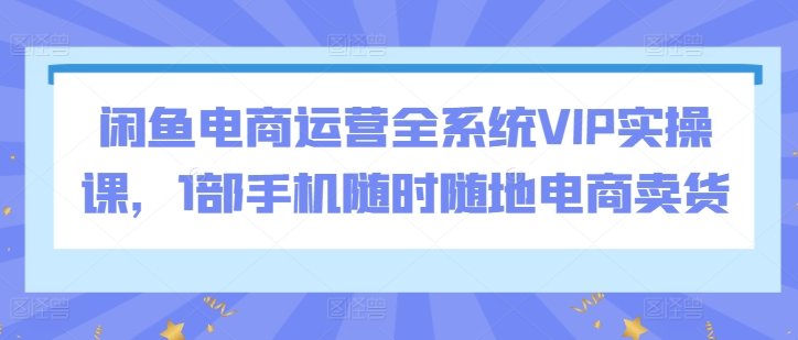 闲鱼电商运营全系统VIP实操课,1部手机随时随地电商卖货 闲鱼电商运营全系统VIP实操课,1部手机随时随地电商卖货