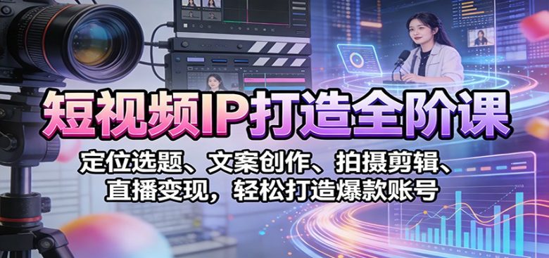短视频IP打造全阶课:定位选题、文案创作、拍摄剪辑、直播变现,轻松打造爆款账号
