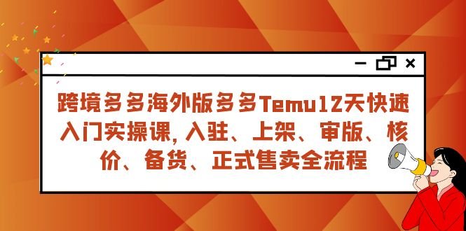 跨境多多海外版多多Temu12天快速入门实战课，从入驻 上架到正式售卖全流程(跨境多多海外版多多Temu12天实战课程助您快速成为跨境电商高手)