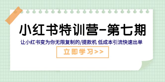 小红书特训营-第七期 让小红书变为你无限复制的/提款机 低成本引流快速出单(小红书特训营第七期系统化学习+实操演练,打造无限复制的提款机)