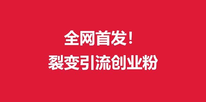 （全网首发）外面收费几千的裂变引流高质量创业粉