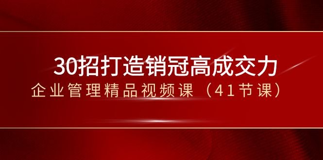 30招打造销冠高成交力-企业管理精品视频课(41节课) 30招打造销冠高成交力-企业管理精品视频课(41节课)