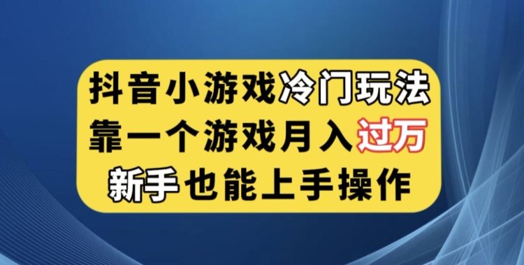 抖音小游戏冷门玩法，靠一个游戏月入过万，新手也能轻松上手【揭秘】(揭秘抖音小游戏冷门玩法，实现月入过万的秘诀)