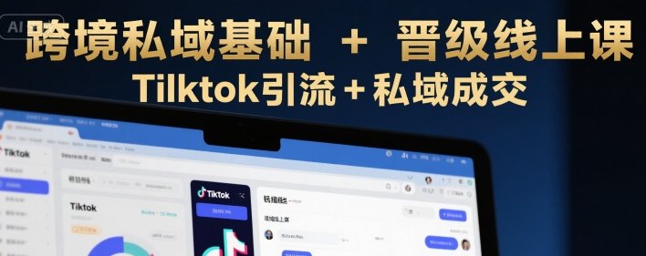 跨境私域基础+晋级线上课,Tilktok引流+私域成交