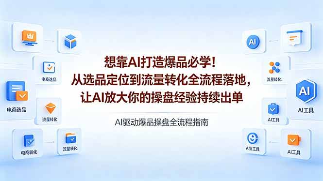 想靠AI打造爆品必学！从选品定位到流量转化全流程落地，让AI放大你的操盘经验持续出单