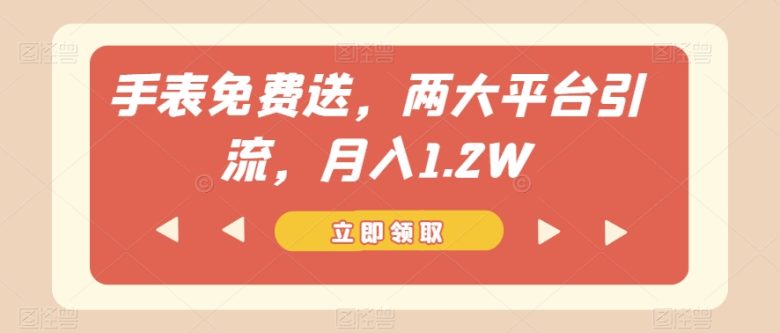 手表免费送，两大平台引流，月入1.2W【揭秘】(“揭秘”双11期间如何在小红书和咸鱼平台销售手表赚取高额差价)