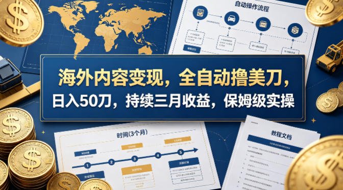 海外内容变现,全自动撸美刀,日入50刀,持续三月收益,保姆级实操