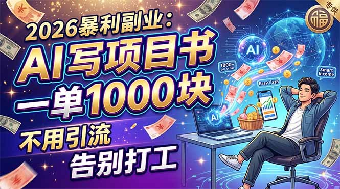 2026暴利副业:AI 写项目书,一单 1000 块,不用引流,告别打工