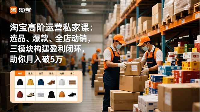 淘宝高阶运营私家课:选品、爆款、全店动销,三模块构建盈利闭环,助你月入破5万(更新12月)
