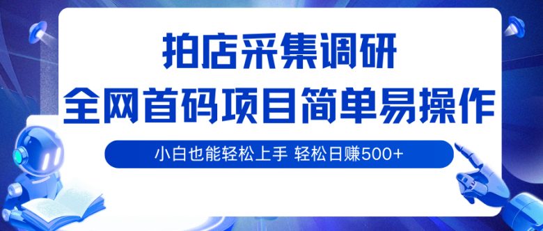 拍店采集调研,全网首码项目,简单易操作, 小白也能轻松上手,轻松日赚500+