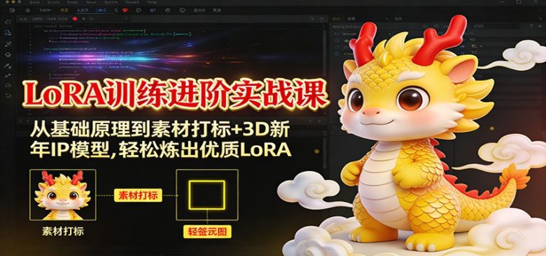 LoRA训练进阶实战课:从基础原理到素材打标+3D新年IP模型,轻松炼出优质LoRA