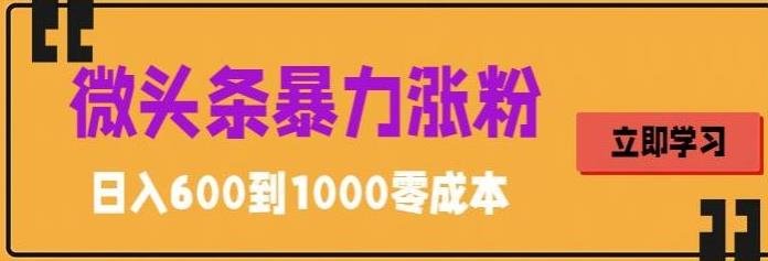 微头条暴力涨粉技巧搬运文案就能涨几万粉丝，简单0成本，日赚600(微头条涨粉秘籍简单搬运文案，轻松日赚600)