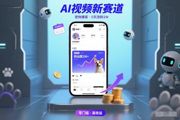 AI视频新赛道,宠物播客仅注册5天涨粉2W,收益非常可观
