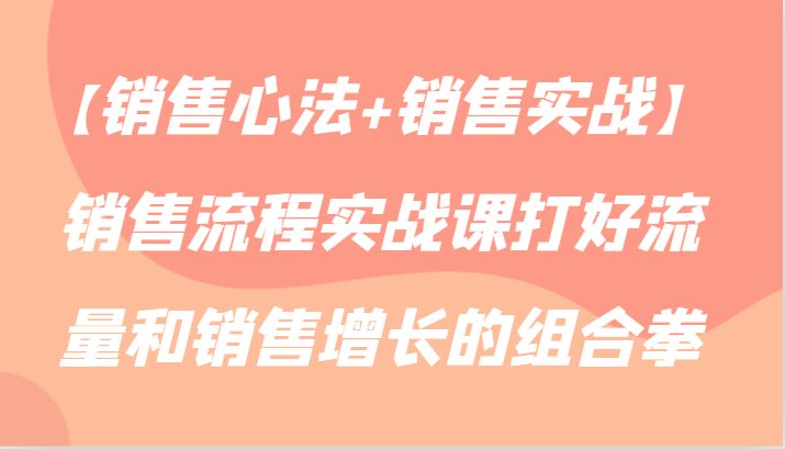【销售心法+销售实战】销售流程实战课打好流量和销售增长的组合拳 【销售心法+销售实战】销售流程实战课打好流量和销售增长的组合拳