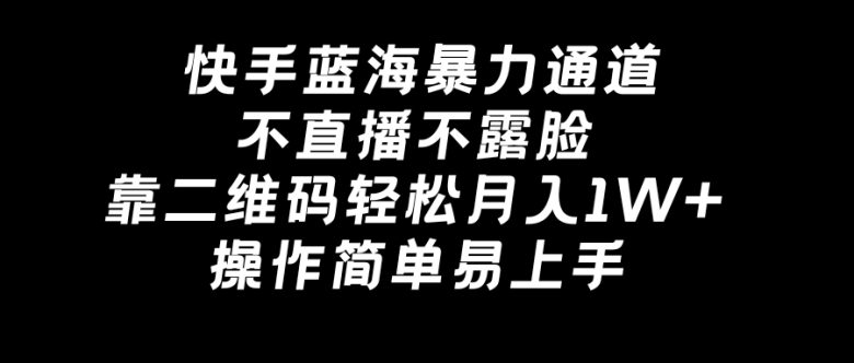 快手蓝海暴力通道,不直播不露脸,靠二维码轻松月入1W+,操作简单易上手 快手蓝海暴力通道,不直播不露脸,靠二维码轻松月入1W+,操作简单易上手