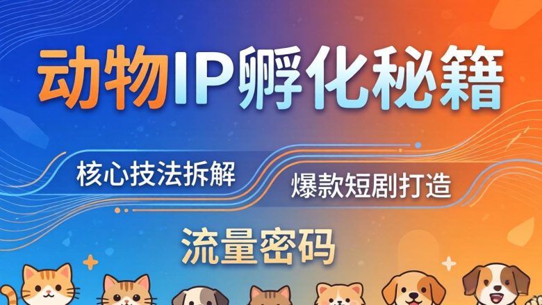 动物IP孵化全套秘籍，三大核心技法拆解，打造爆款萌宠短剧，轻松拿捏赛道流量密码