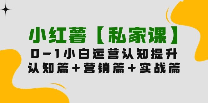 小红薯【私家课】0-1玩赚小红书内容营销,认知篇+营销篇+实战篇(11节课)