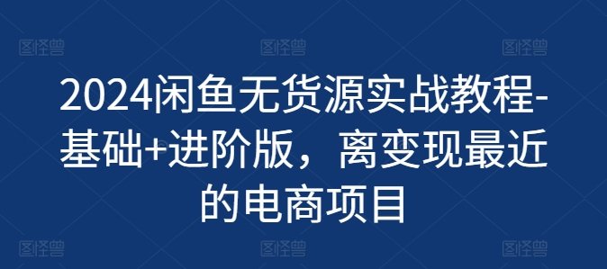 2024闲鱼无货源实战教程-基础+进阶版,离变现最近的电商项目 2024闲鱼无货源实战教程-基础+进阶版,离变现最近的电商项目
