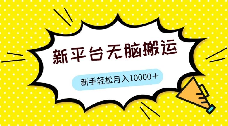 新平台用软件无脑搬运，月赚10000+，小白也能轻松上手(新平台软件搬运，小白也能轻松月入过万)