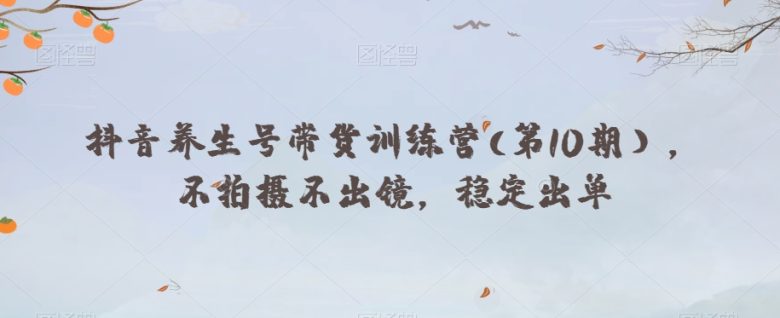 ，不拍摄不出镜，稳定出单(抖音养生号带货训练营无需拍摄与出镜，实现稳定销售增长)