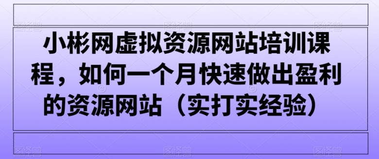 小彬网虚拟资源网站培训课程,如何一个月快速做出盈利的资源网站(实打实经验) 小彬网虚拟资源网站培训课程,如何一个月快速做出盈利的资源网站(实打实经验)