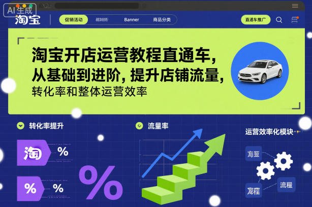 淘宝开店运营教程直通车，从基础到进阶，提升店铺流量，转化率和整体运营效率（更新26年4月14日）