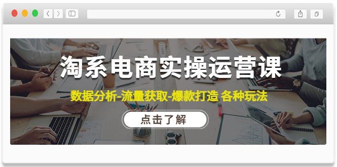 淘系电商实操运营课：数据分析-流量获取-爆款打造 各种玩法（63节）(淘系电商实操运营课全面解析数据分析、流量获取和爆款打造策略)