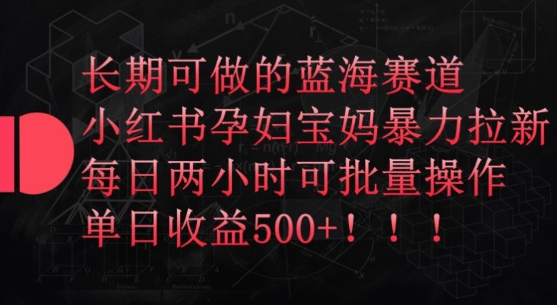 长期可做的蓝海赛道,小红书孕妇宝妈暴力拉新玩法,每日两小时可批量操作,单日收益500+