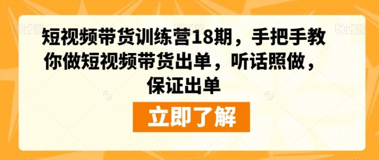 短视频带货训练营18期，手把手教你做短视频带货出单，听话照做，保证出单(掌握短视频带货秘诀，助你轻松出单！)