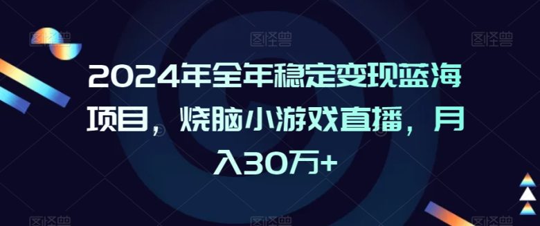 2024年全年稳定变现蓝海项目,烧脑小游戏直播,月入30万+ 2024年全年稳定变现蓝海项目,烧脑小游戏直播,月入30万+