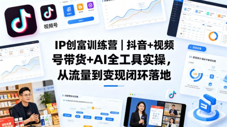 IP创富训练营｜抖音+视频号带货+AI全工具实操，从流量到变现闭环落地