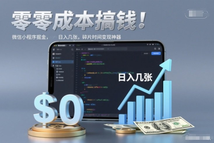 零成本搞钱,微信小程序掘金,简单易操作,日入几张,碎片时间变现神器
