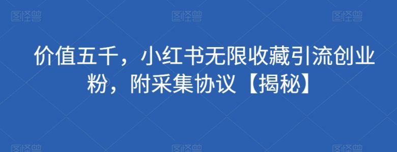 价值五千,小红书无限收藏引流创业粉,附采集协议【揭秘】(揭秘小红书无限收藏引流创业粉的方法及采集协议)