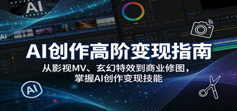 AI创作高阶变现指南：从影视MV、玄幻特效到商业修图，掌握AI创作变现技能