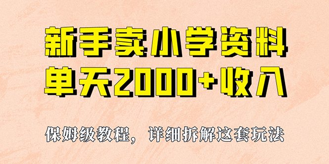 我如何通过卖小学资料，实现单天2000+，实操项目，保姆级教程+资料+工具(实操项目分享卖小学资料实现单天2000+收益)