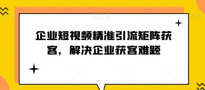 企业短视频精准引流矩阵获客，解决企业获客难题(探索企业短视频精准引流矩阵获客之道，助力企业解决获客难题)