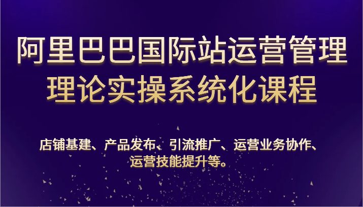 阿里巴巴国际站运营管理理论实操系统化课程